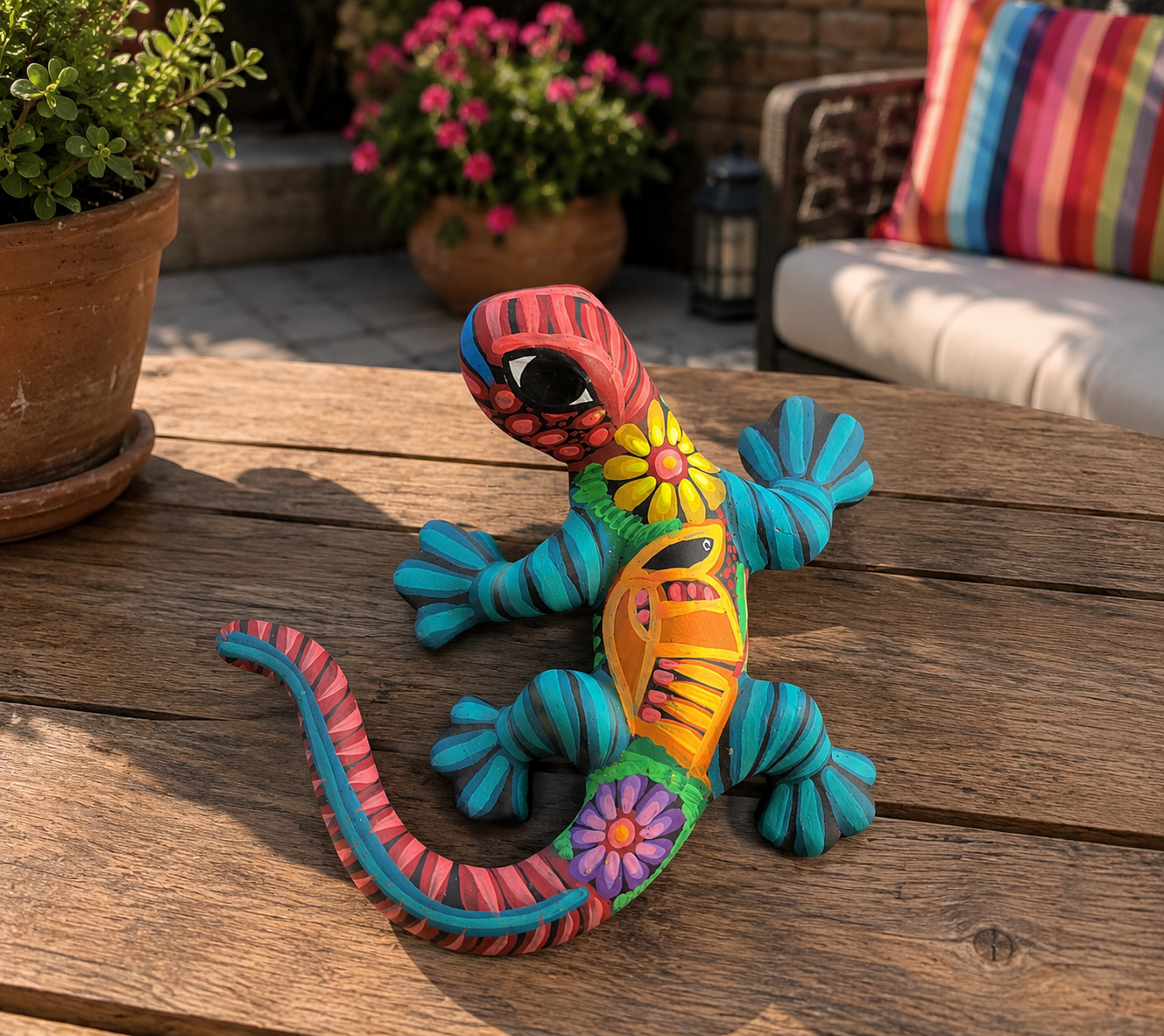 Handmade Talavera Gecko Wall Decor | Colorful Lizard Wall Art