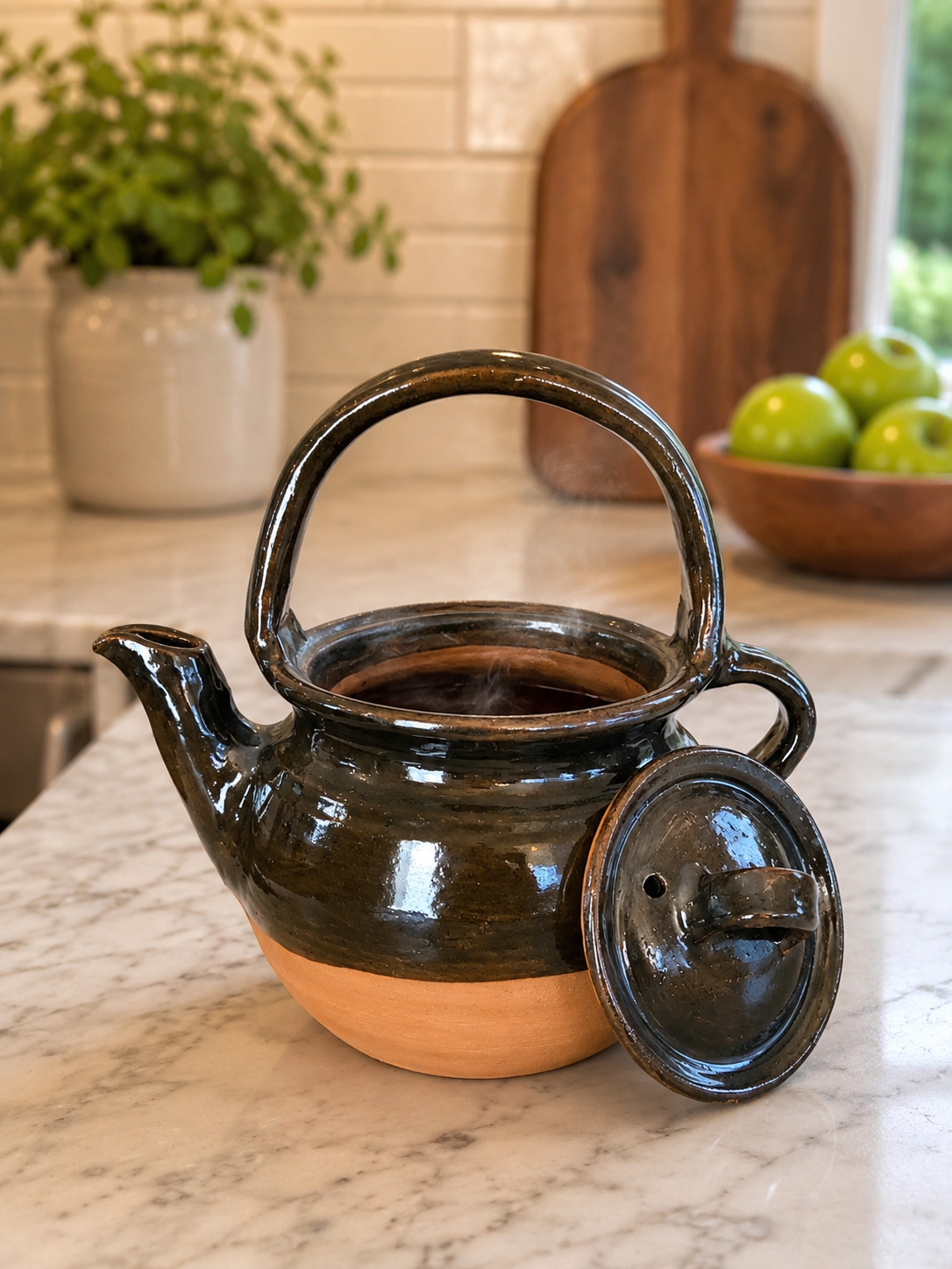 Handmade Clay Teapot with Handle | Cafe de Olla