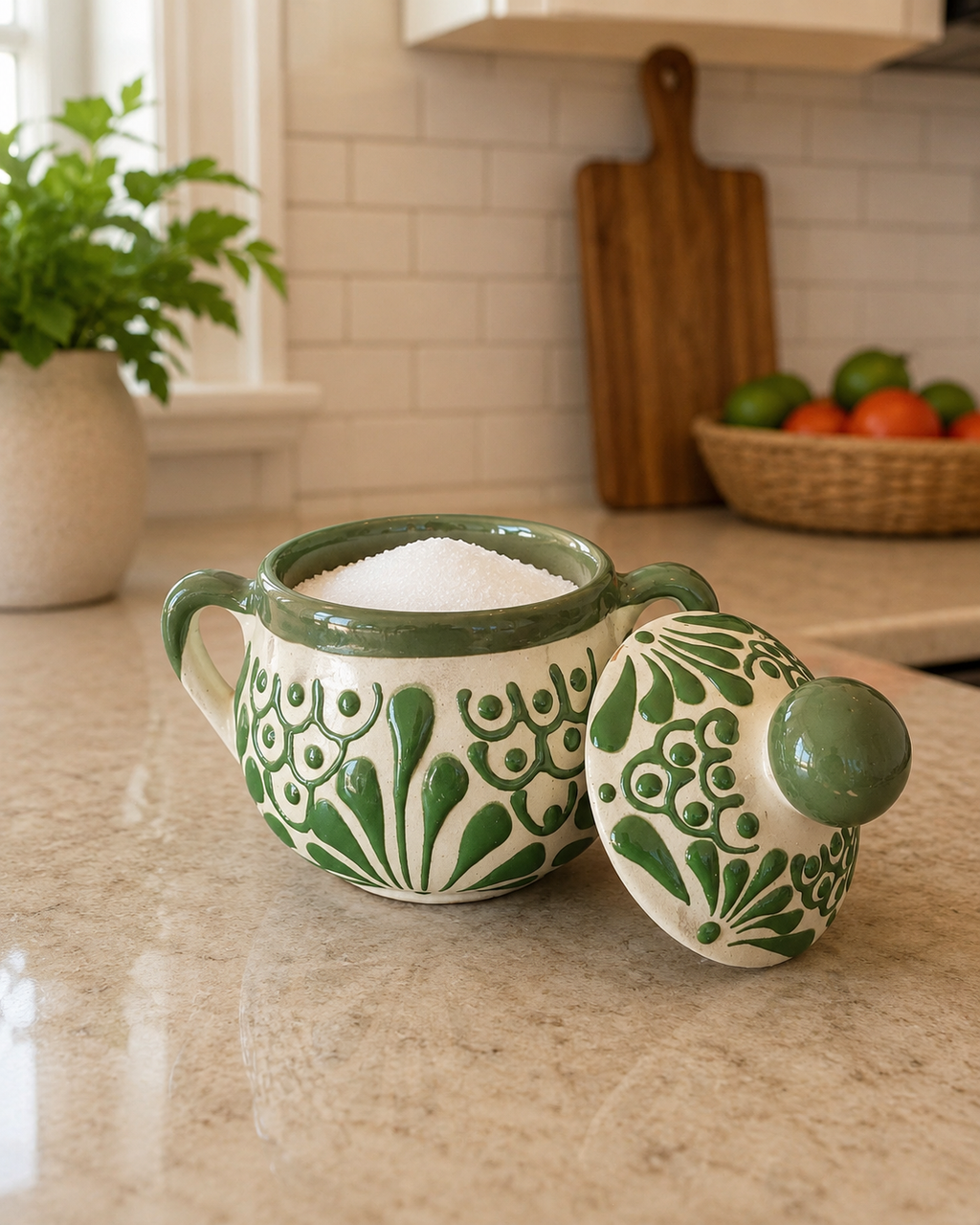 Handmade Mexican Sugar Bowl with Lid