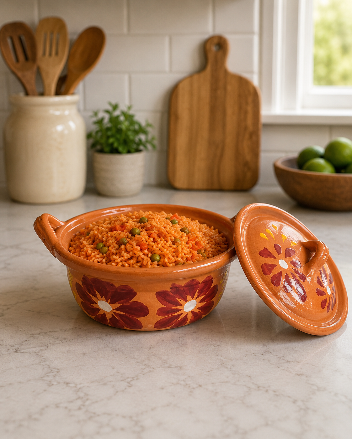 Handmade Mexican Cazuela with Lid | Terracotta Clay Serving Bowl