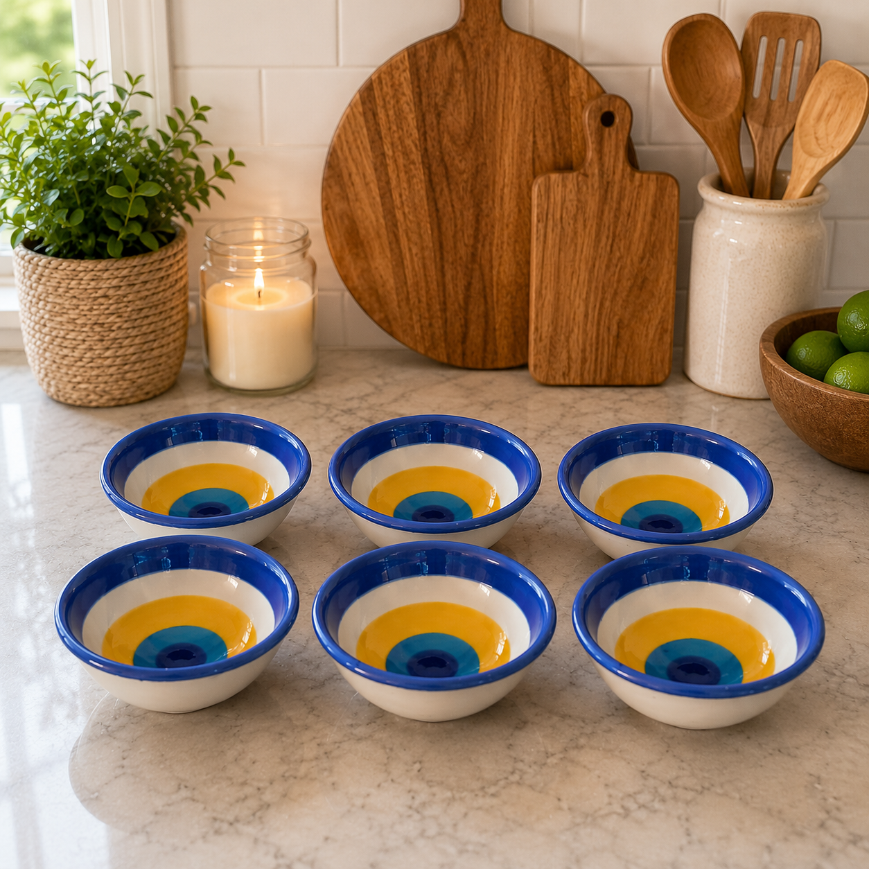 Set of 6 Dipping Salsa Bowls | Colorful Dip Bowls | Snack Bowls