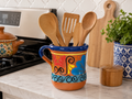 Rustic Pottery Spoon Holder | Farmhouse Kitchen Decor