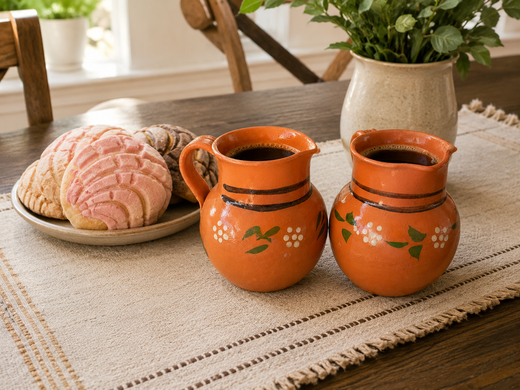 SET of 2 Handmade Mexican Coffee Mug Set | Rustic Clay Café de Olla Mugs
