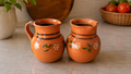 SET of 2 Handmade Mexican Coffee Mug Set | Rustic Clay Café de Olla Mugs