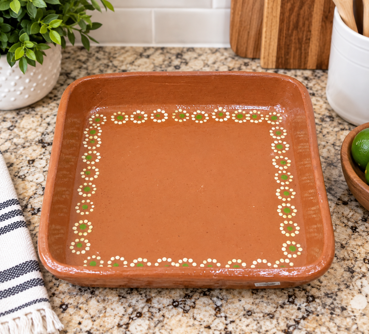 Handmade Mexican Terracotta Appetizer Serving Tray Set, 5 Piece Clay Salsa Bowls, Guacamole Dish, Taco Night Serving Platter