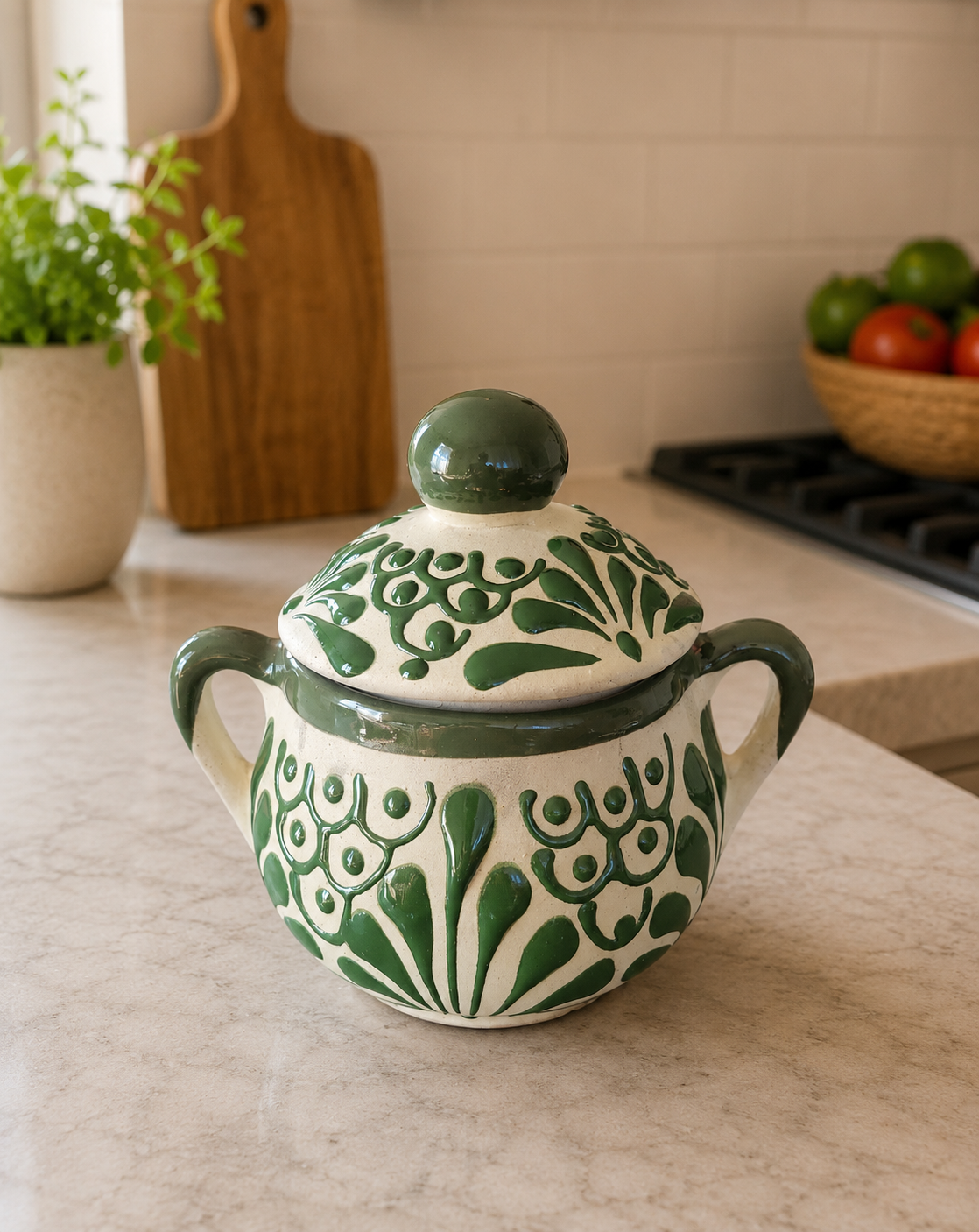 Handmade Mexican Sugar Bowl with Lid