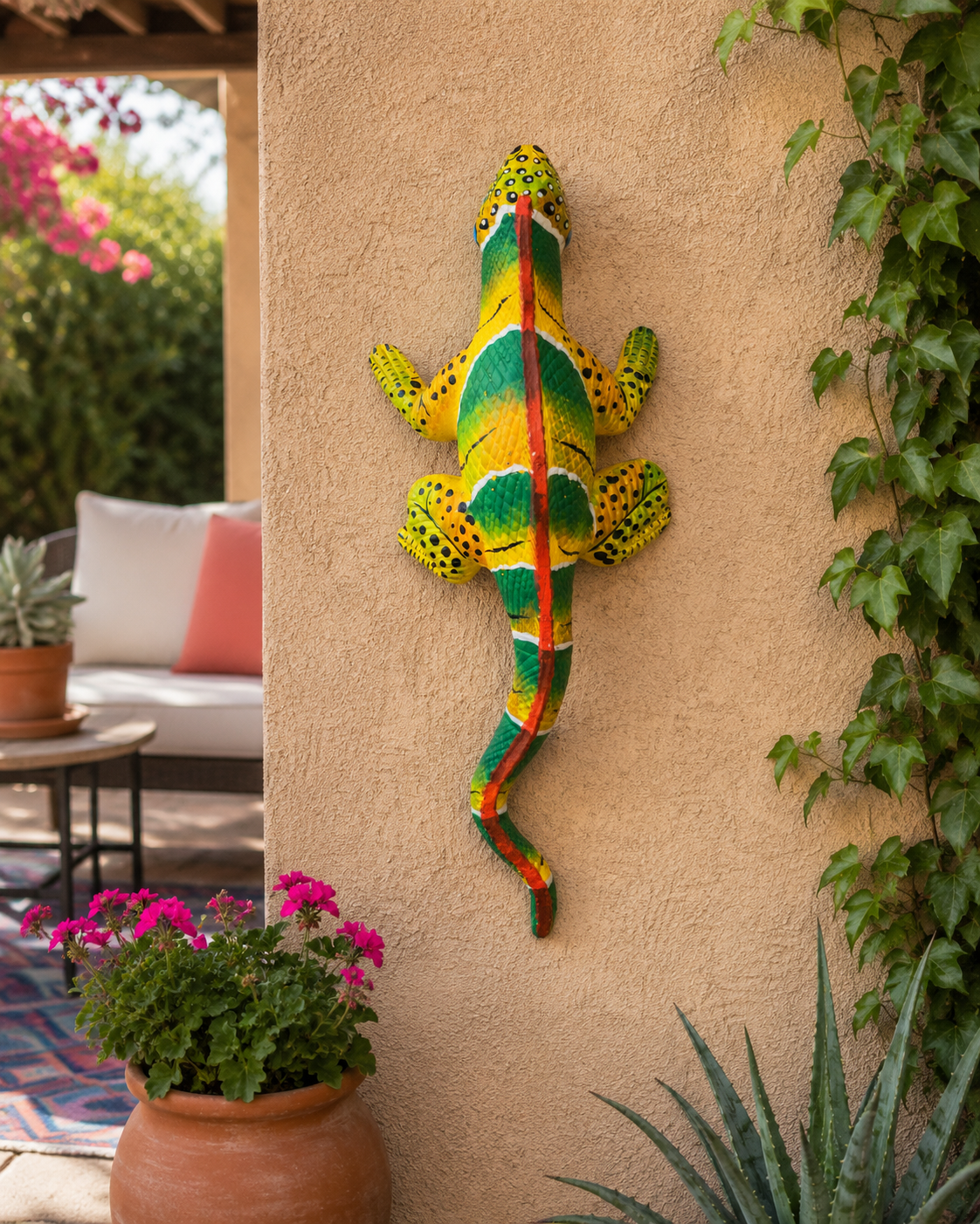 Handmade Mexican Iguana Wall Decor | Colorful Wooden Lizard Art