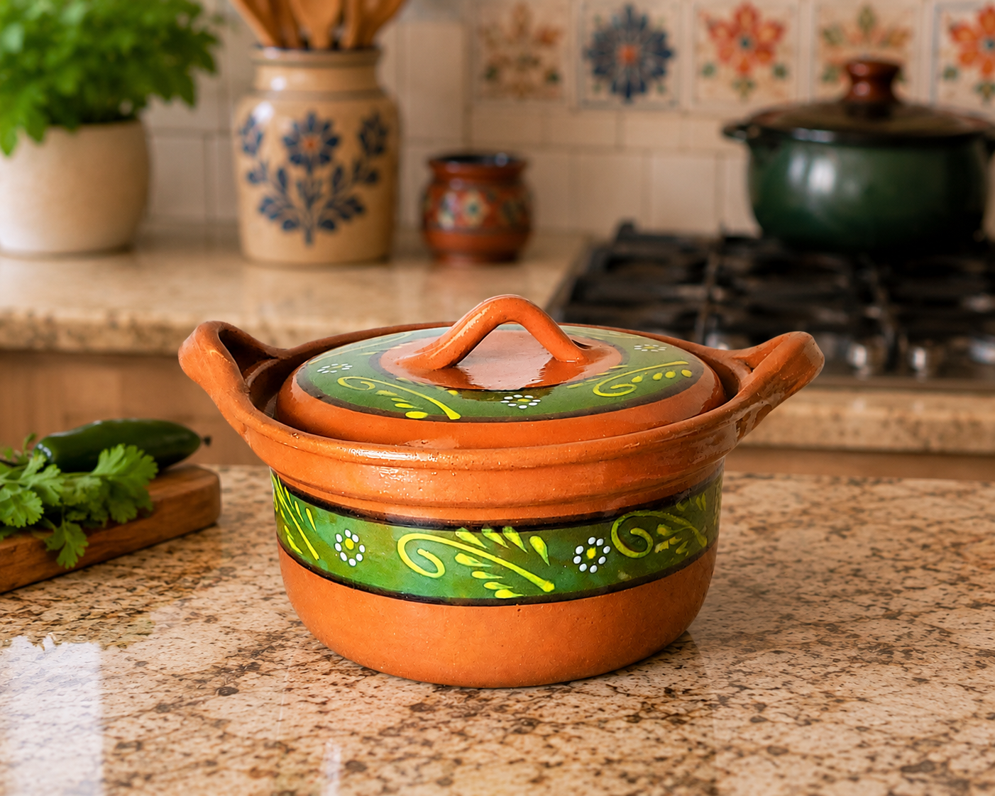 Handmade Mexican Clay Cazuela with Lid | Clay Casserole