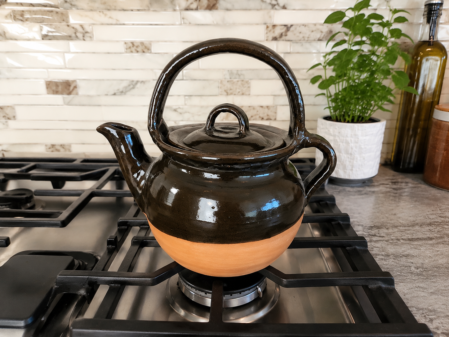 Handmade Clay Teapot with Handle | Cafe de Olla
