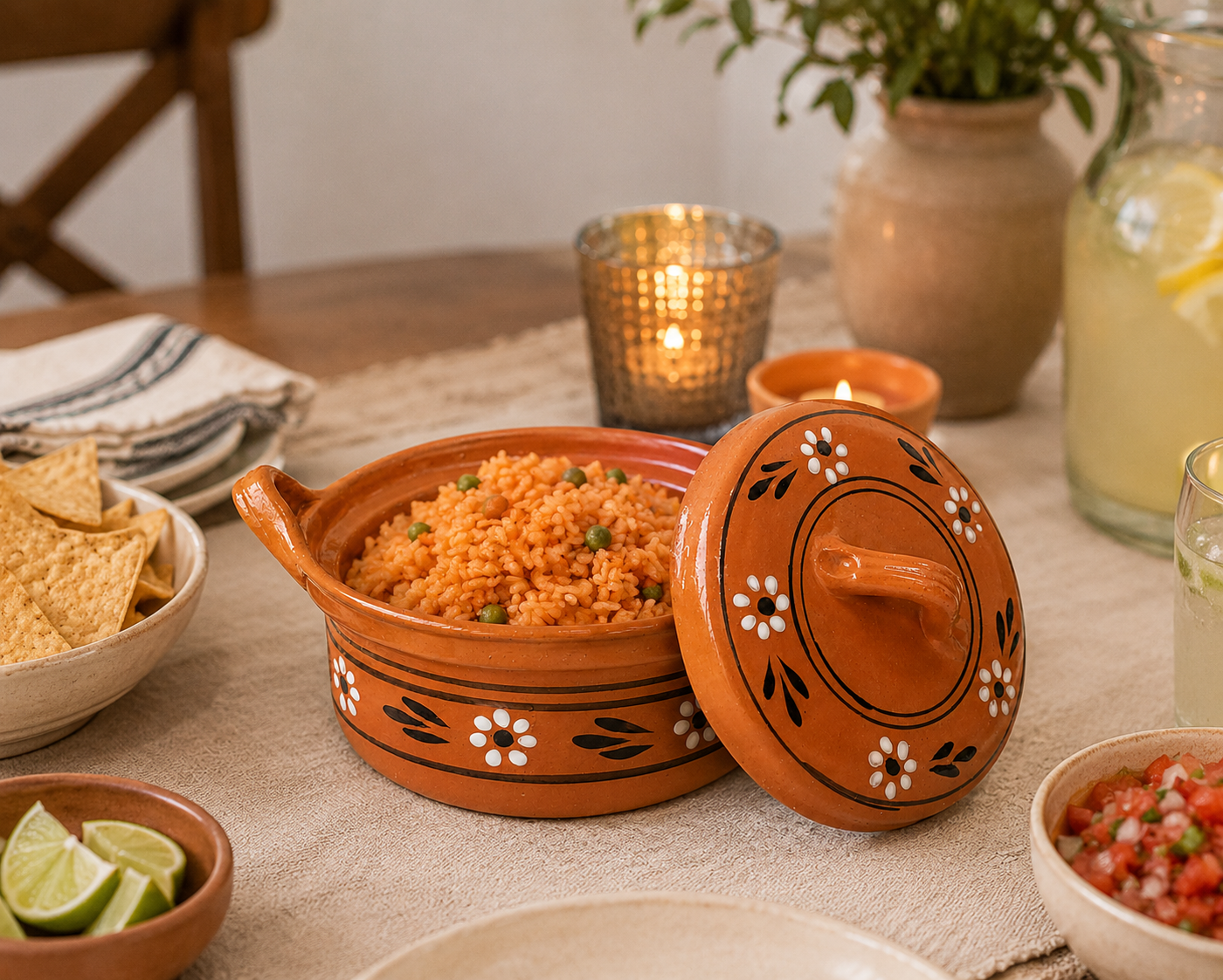 Handmade Mexican Clay Cazuela Dish With Lid | Rustic Terracotta Serving Bowl