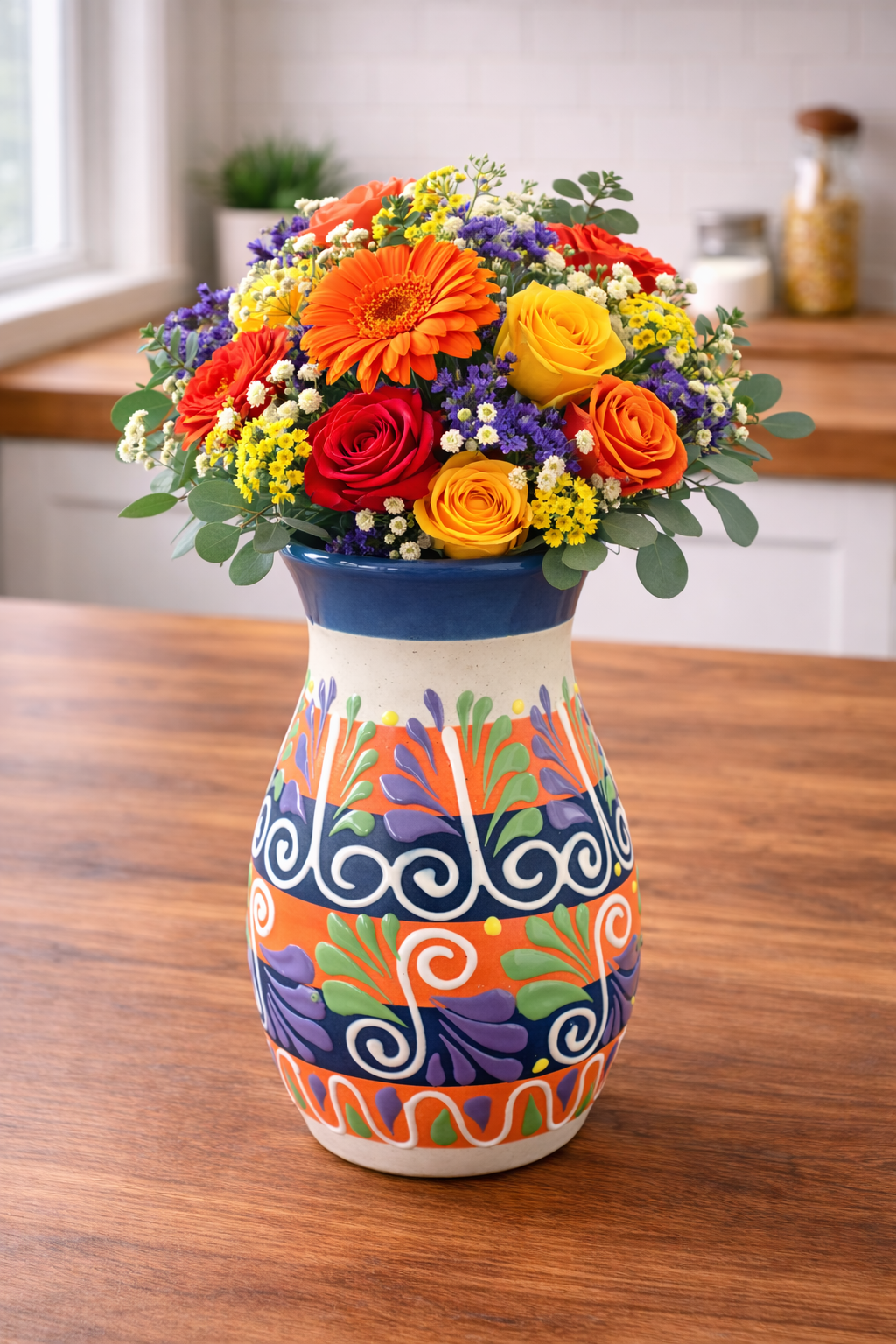 Mexican Pottery Flower Vase | Florero