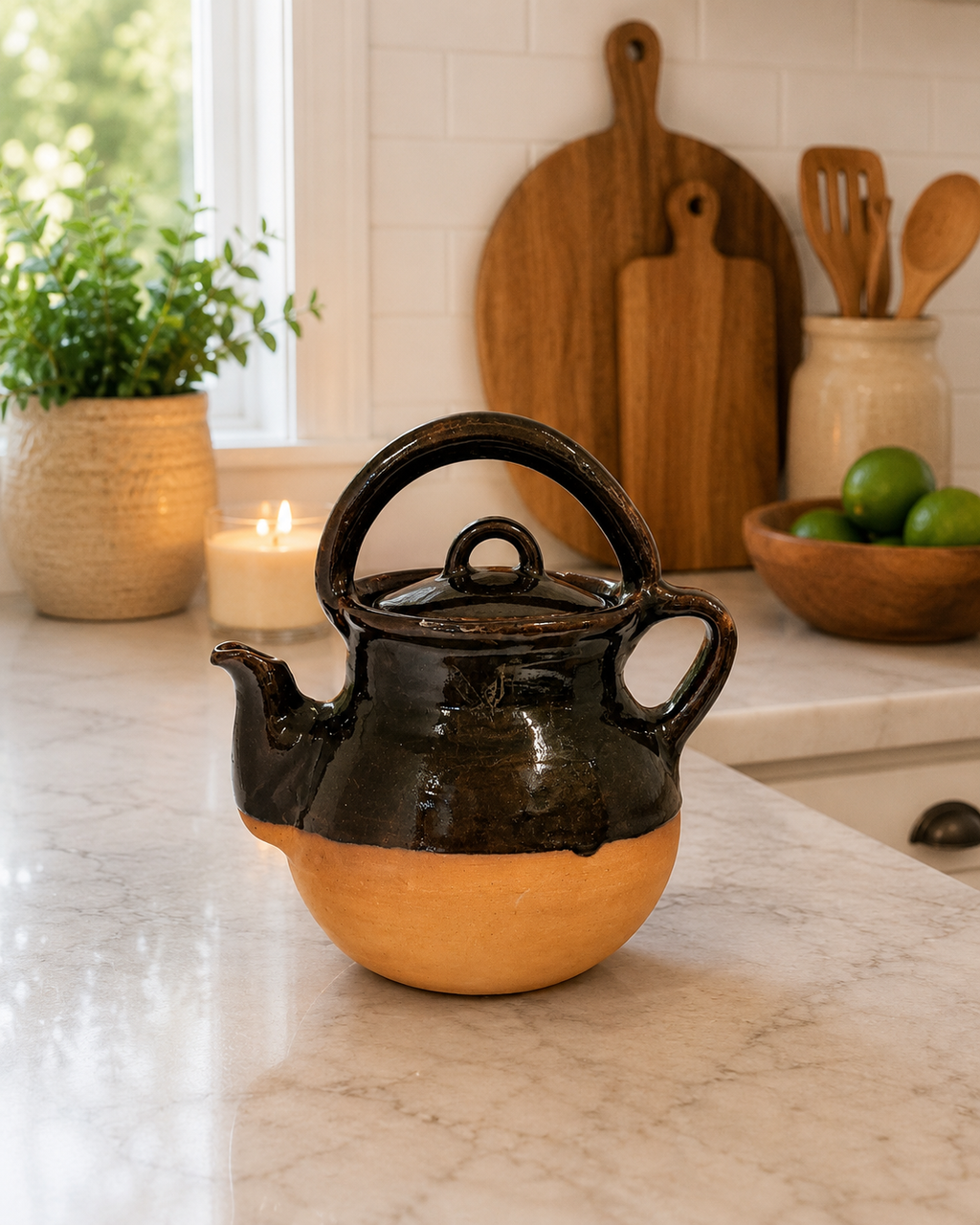 Handmade SET of 3 Mexican Clay Coffee Pot and Cups | Barro Coffee Pot