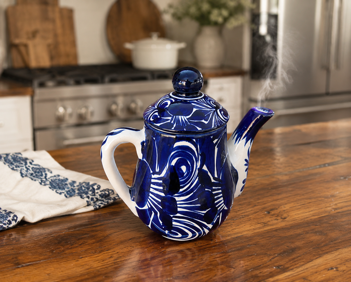 Handmade Talavera Blue Coffee Pot | Mexican Pottery Coffee Server