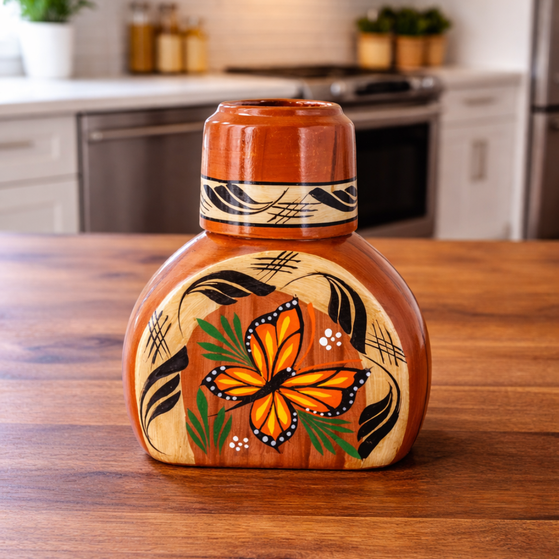 Ceramic Decanter Set with Cup | Tequilero Floreado