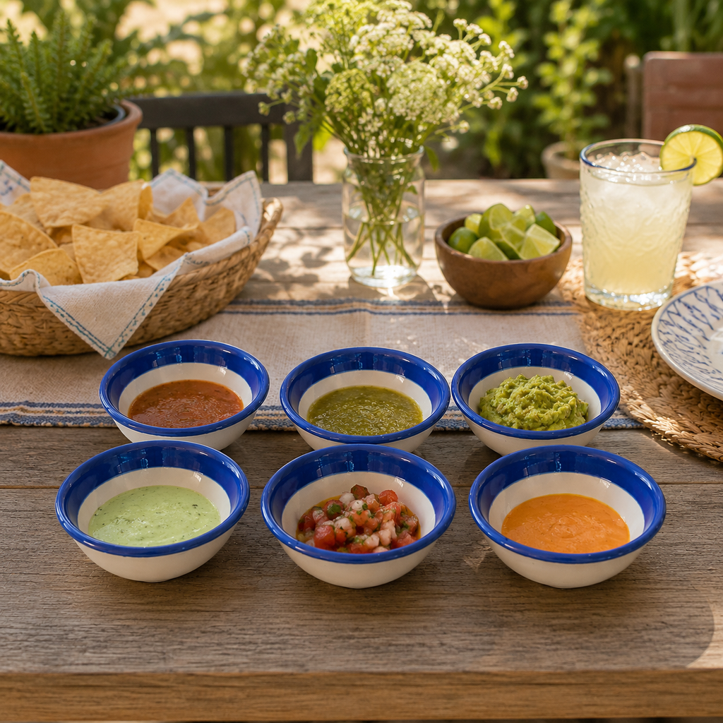 Set of 6 Dipping Salsa Bowls | Colorful Dip Bowls | Snack Bowls