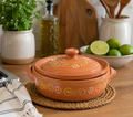 Handmade Mexican Clay Cazuela with Lid | Rustic Terracotta Serving Dish