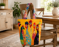 Colorful Chicken Quilt Style Tote Bag