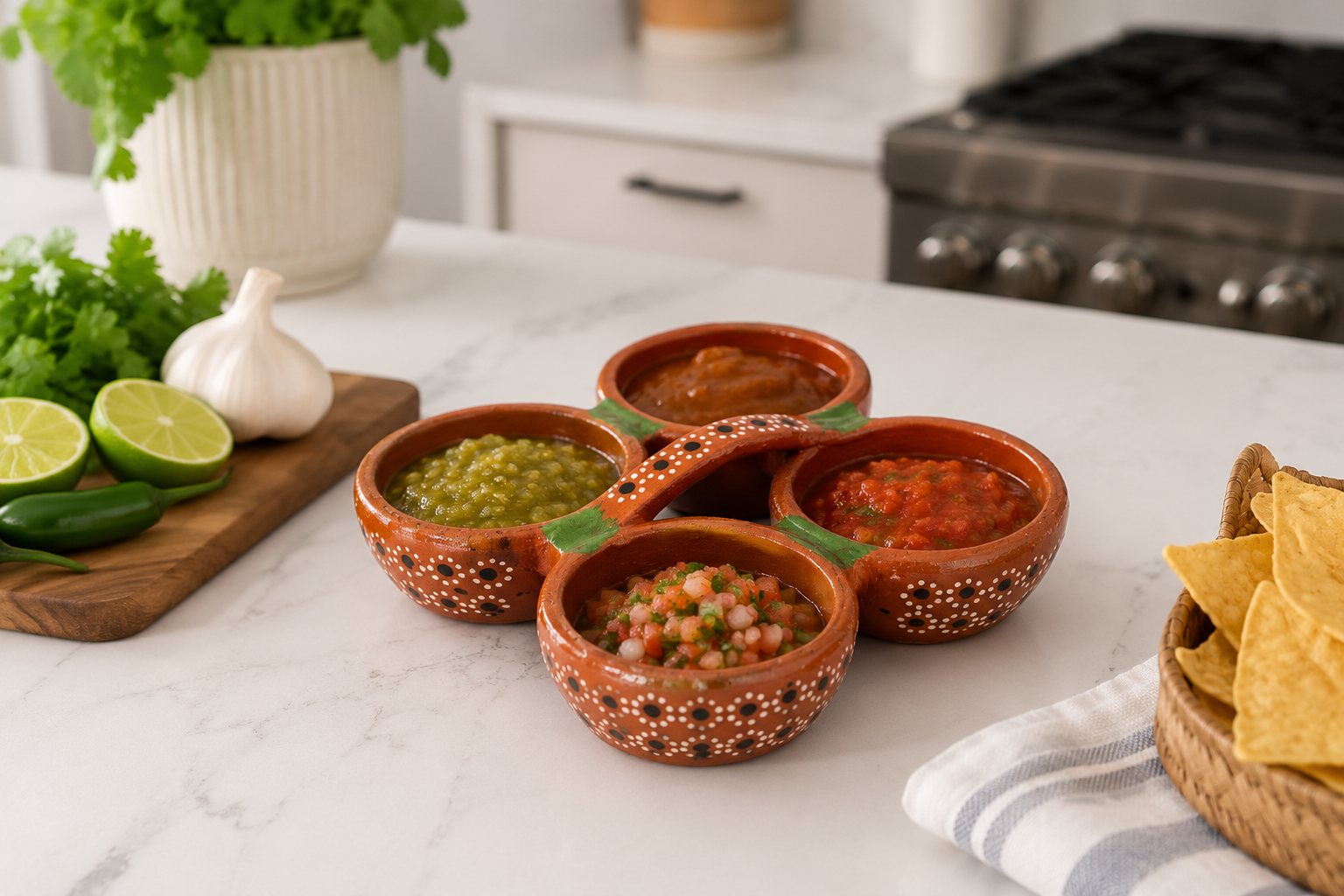 Handmade Mexican Salsa Serving 4 Sections