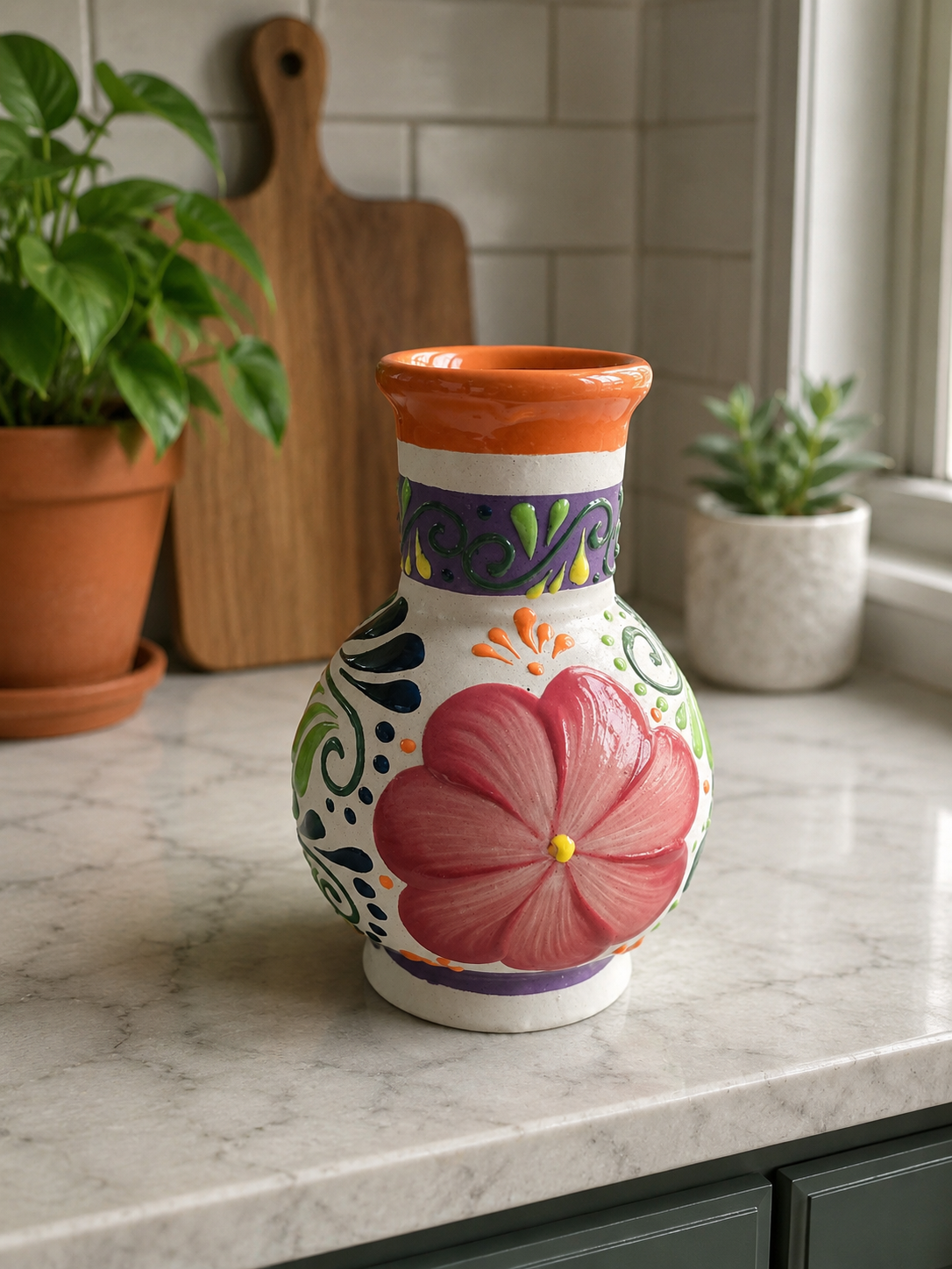 Handmade Talavera Flower Vase | Mexican Ceramic Vase