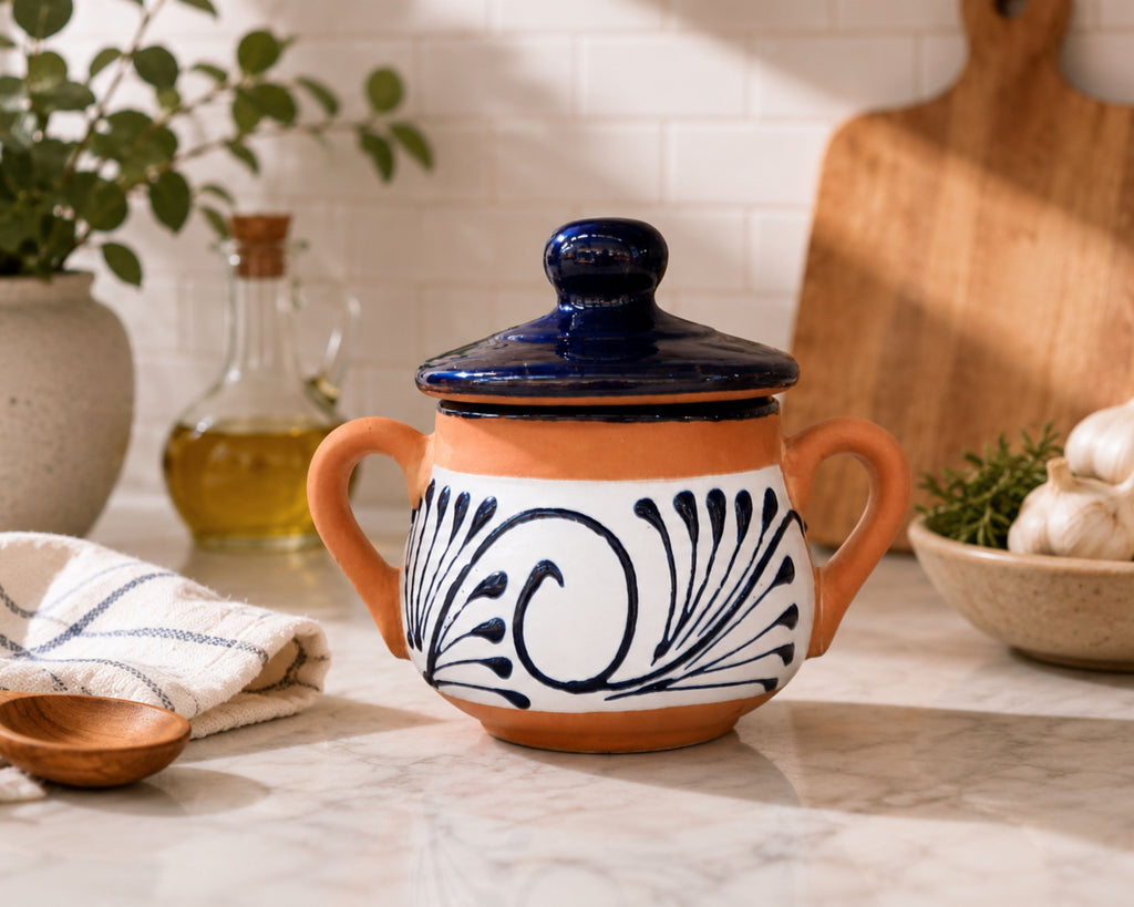 Handmade Sugar Bowl Pottery | Rustic Mexican Ceramic Sugar Bowl
