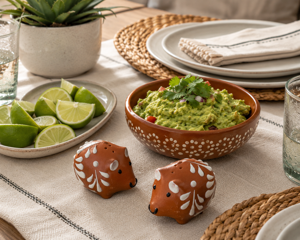 Handmade Hedgehog Salt & Pepper Shaker Set | Mexican Pottery Kitchen Decor