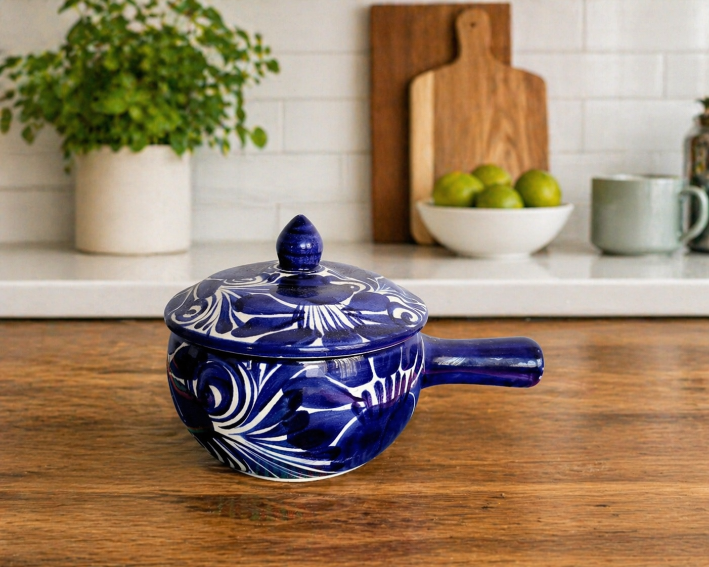 Talavera Sauce Pot with Lid | Salsera