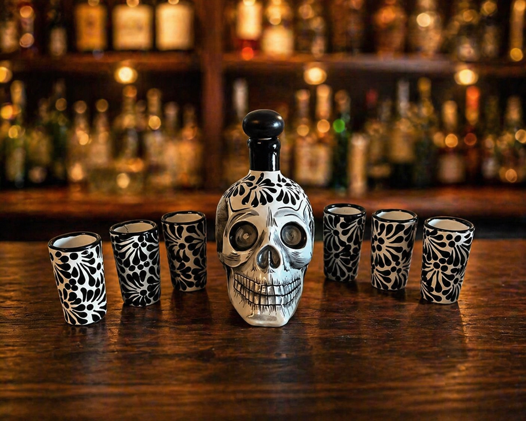 SET of 7 Handmade Skull Decanter Set