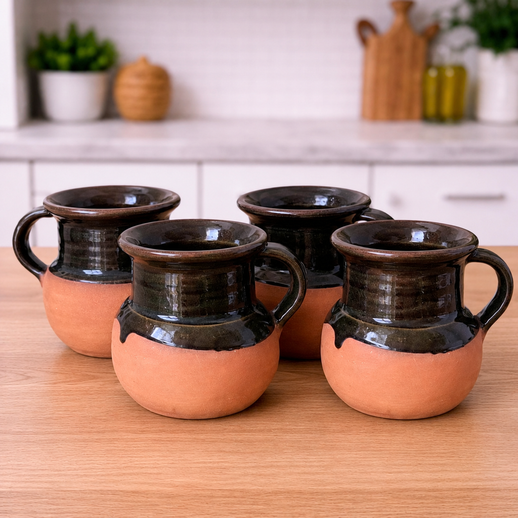 Handmade Clay Coffee Mugs Set of 4