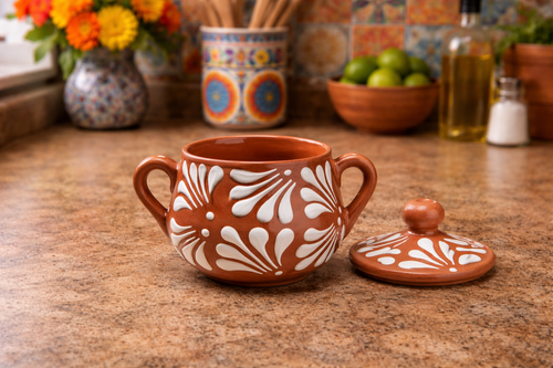 Clay Sugar Bowl | Talavera Style Azucarera