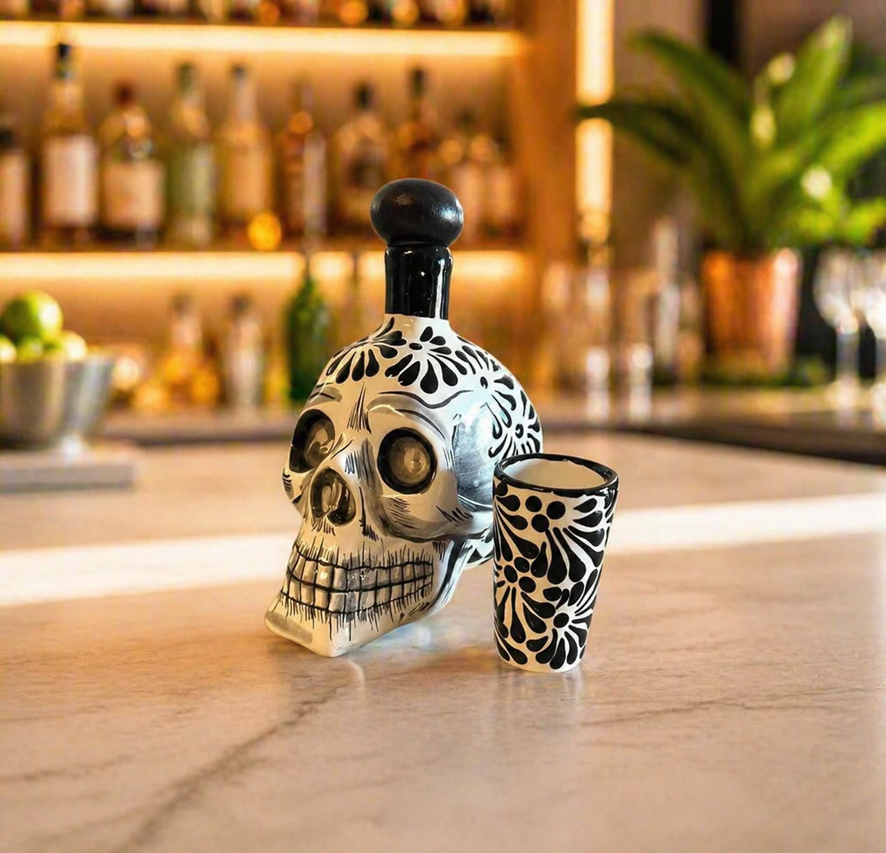 SET of 7 Handmade Skull Decanter Set
