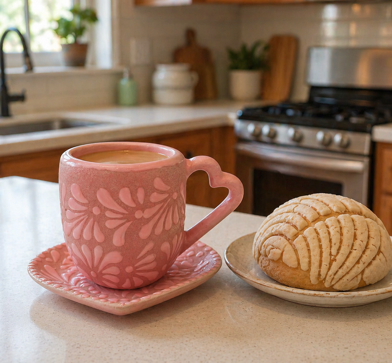 Heart Talavera Mug & Saucer Set