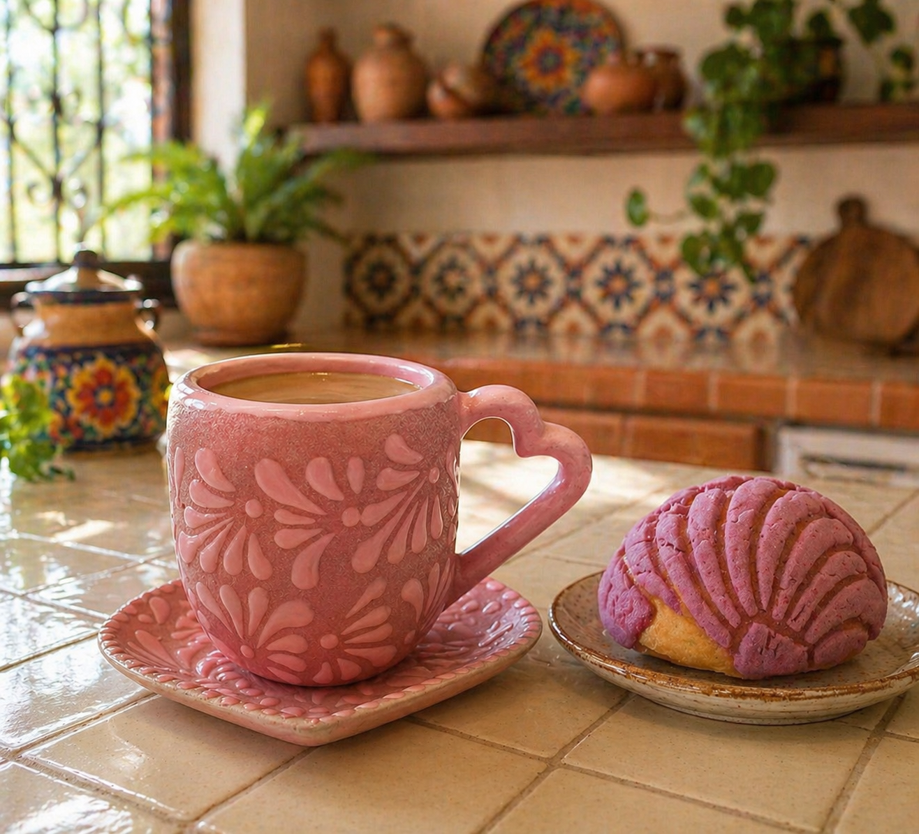 Heart Talavera Mug & Saucer Set
