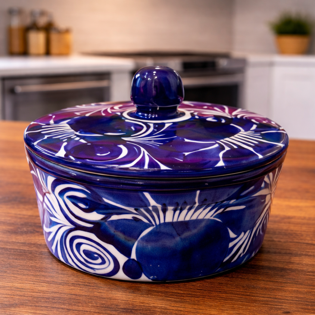 Handmade Tortillero with Lid | Tortillero - Col. Azul
