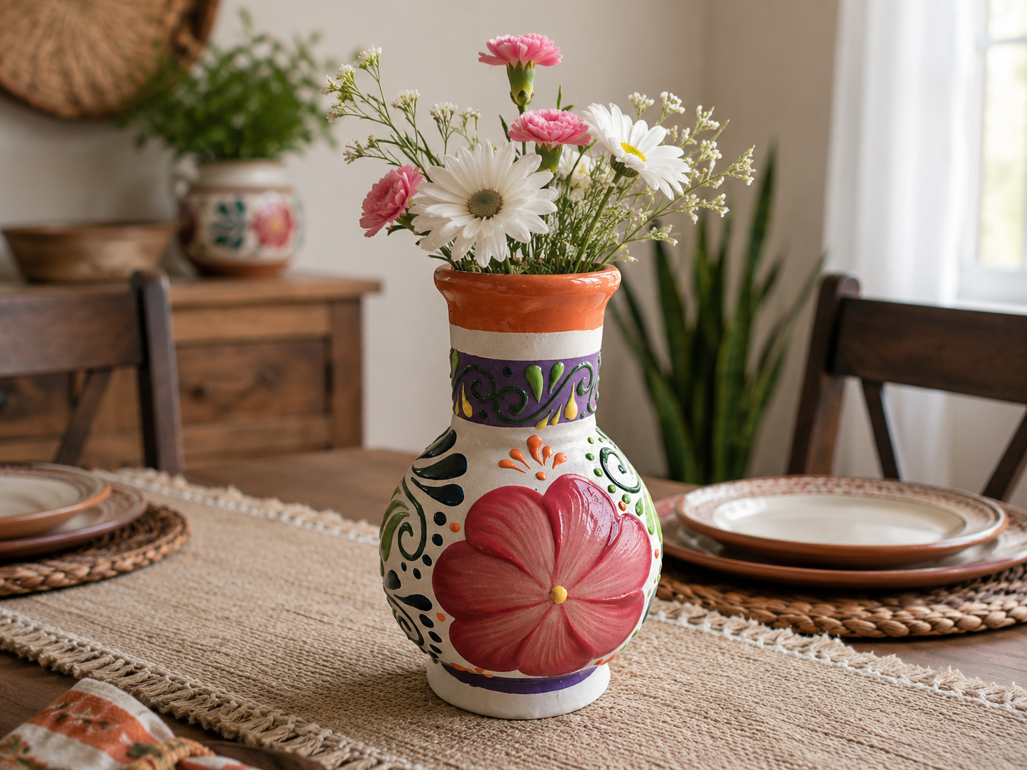 Handmade Talavera Flower Vase | Mexican Ceramic Vase