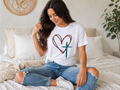 Short Sleeve T-Shirt with Heart Cross Print